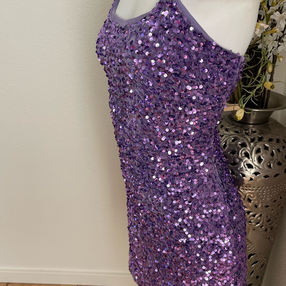 BP Purple Sequin Mini Dress Size Medium. - Picture 4 of 15